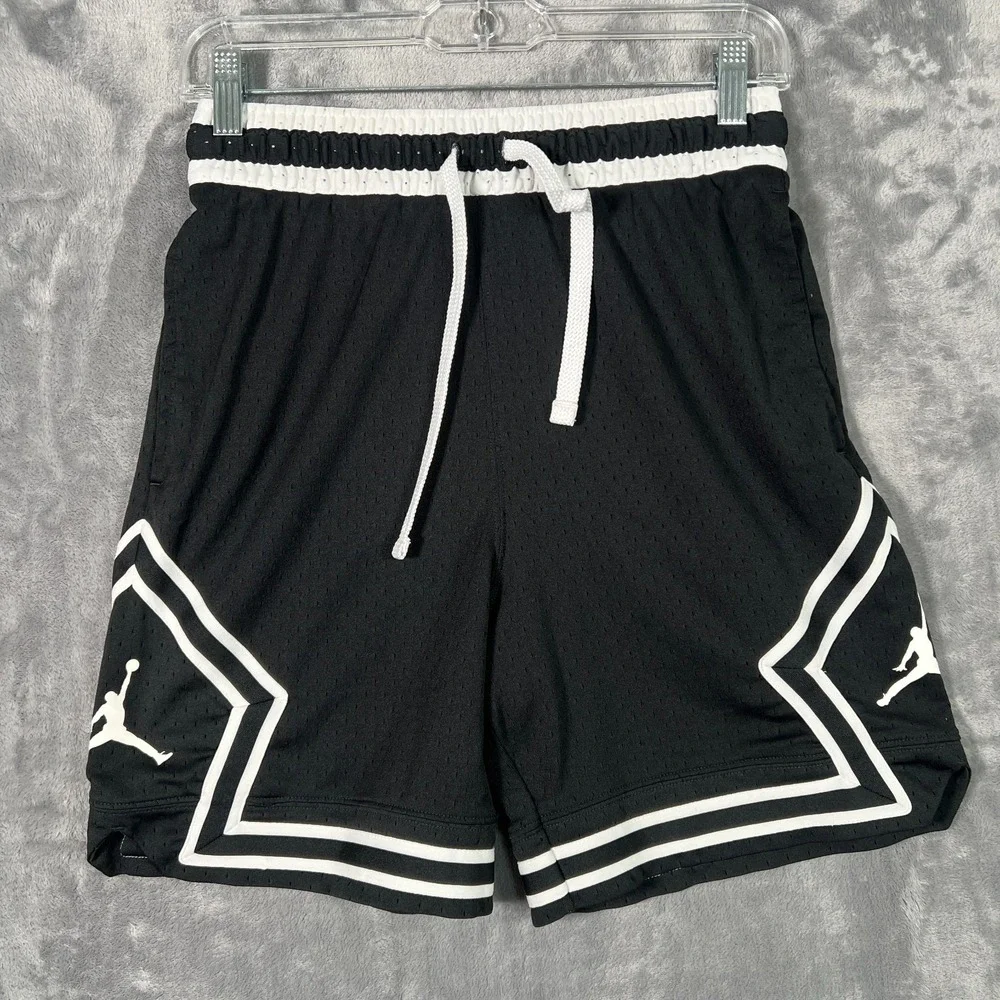 Nike Air Jordan Diamond Shorts Mens Small Black Mesh Basketball Dri Fit Pockets